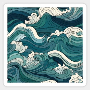 Ephemeral Crests: Hokusai Waves Reimagined Sticker